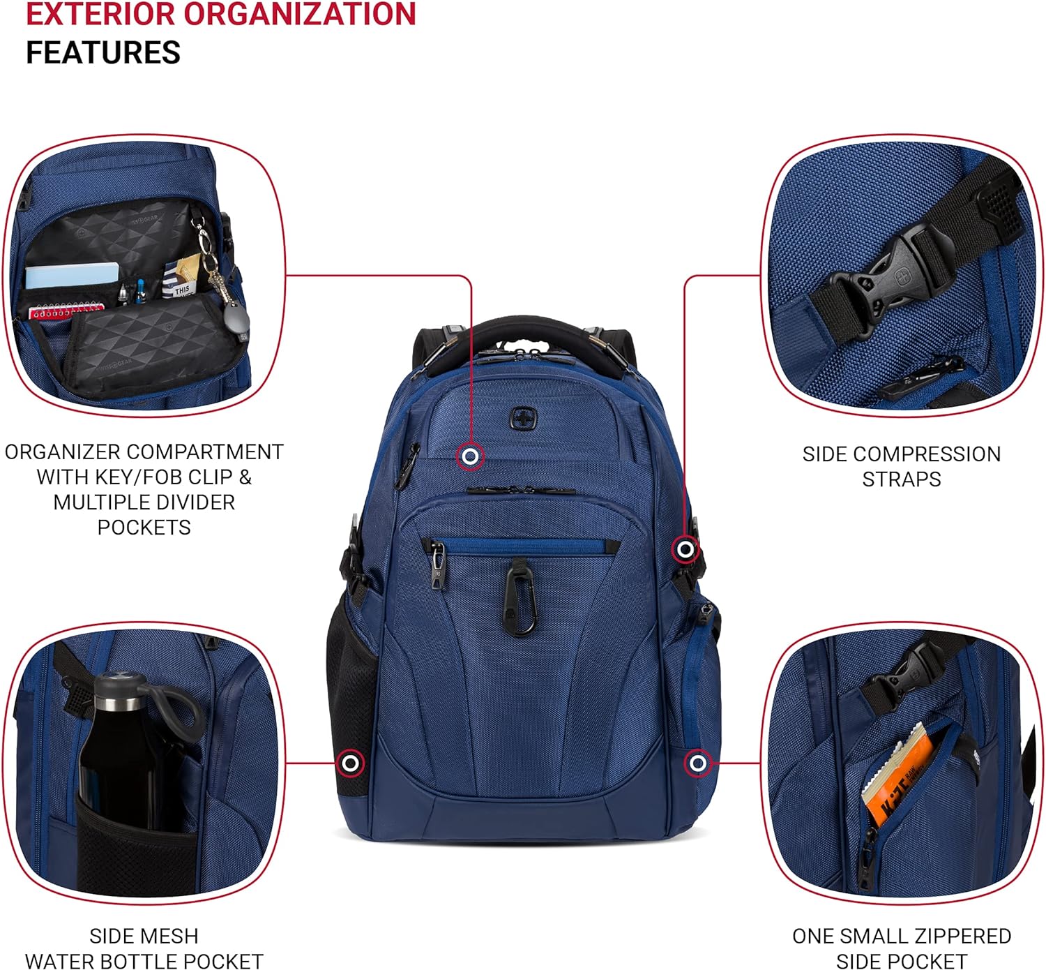 SwissGear Endure ScanSmart Laptop Backpack – TSA Approved Tech Backpack – Fits Most 17" Laptop – Multiple Organizer Pockets – Navy Ballistic - Image 3