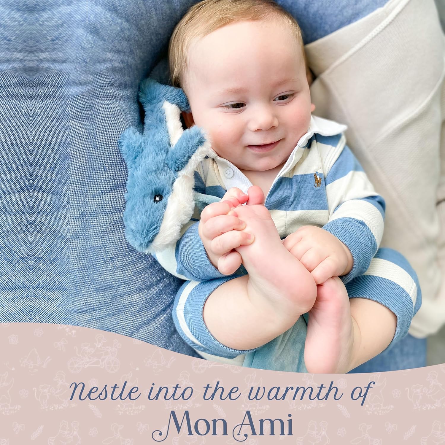 MON AMI Seaborn Shark Plush Lovey for Babies | 13.5-Inch Knotted Security Blanket | Soft Plush Comfort Toy | Perfect Newborn Essential for Birthdays & Baby Showers - Image 4