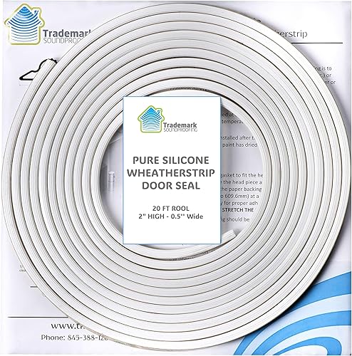 Miniatura 7 de Trademark Soundproofing Burlete para puerta, solución de reducción de ruido, tapón de puerta de 0.5 pulgadas de ancho, rollo de 20 pies, color blanco