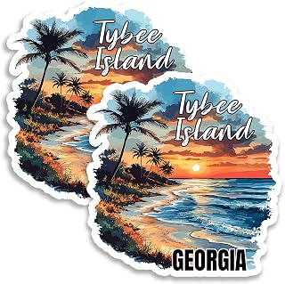 Tybee Island Georgia Magnet 4 Inch 2-Pack Beach – Strong Vinyl Decorative Travel Magnets for Fridge Locker Kitchen Office – Cute Fun Aesthetic Cool Durable & Long-Lasting Souvenir ID44999