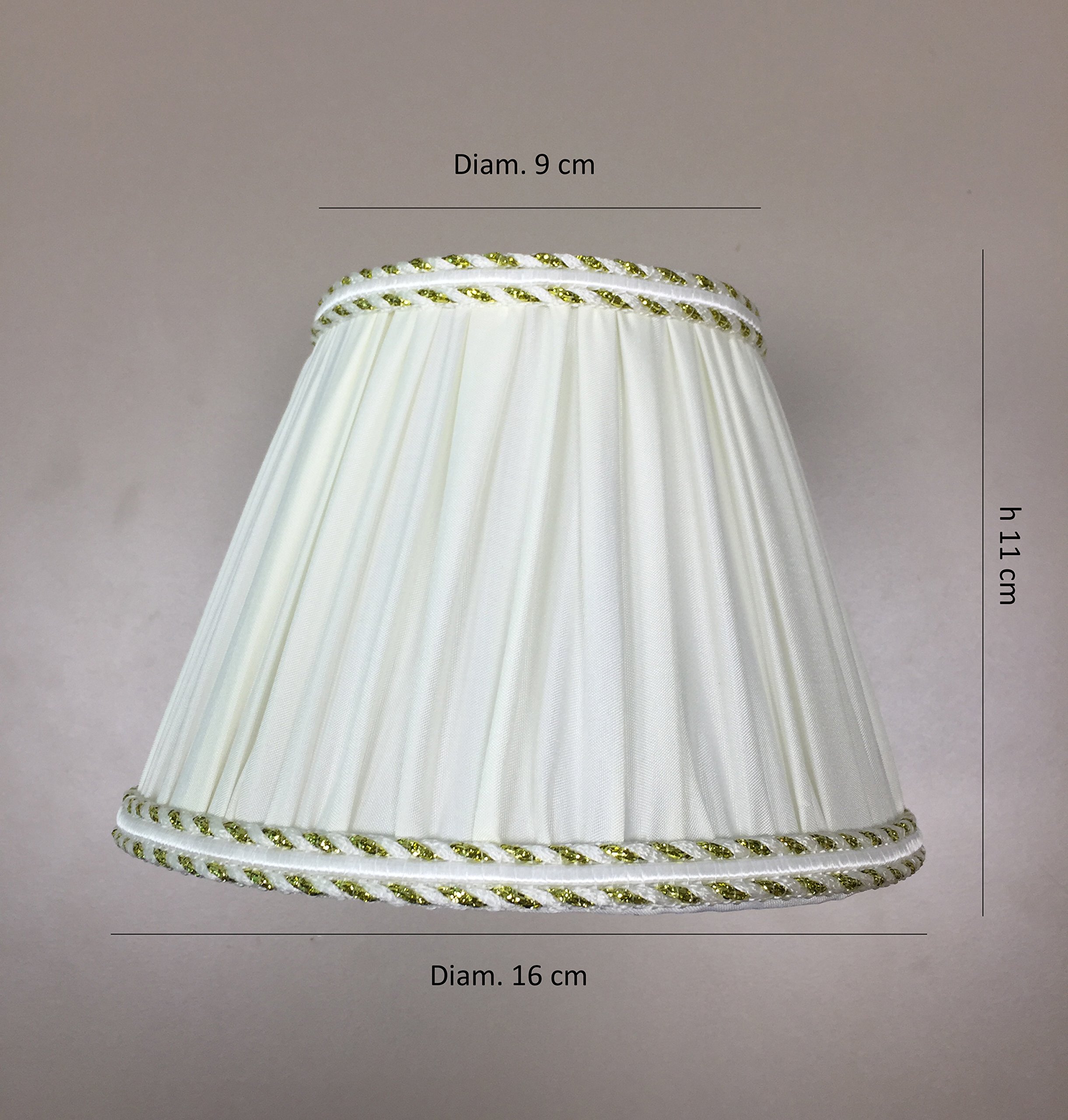 ONLI Lot de 6 abat-jours à ressort en tissu ivoire plissé avec bordure dorée