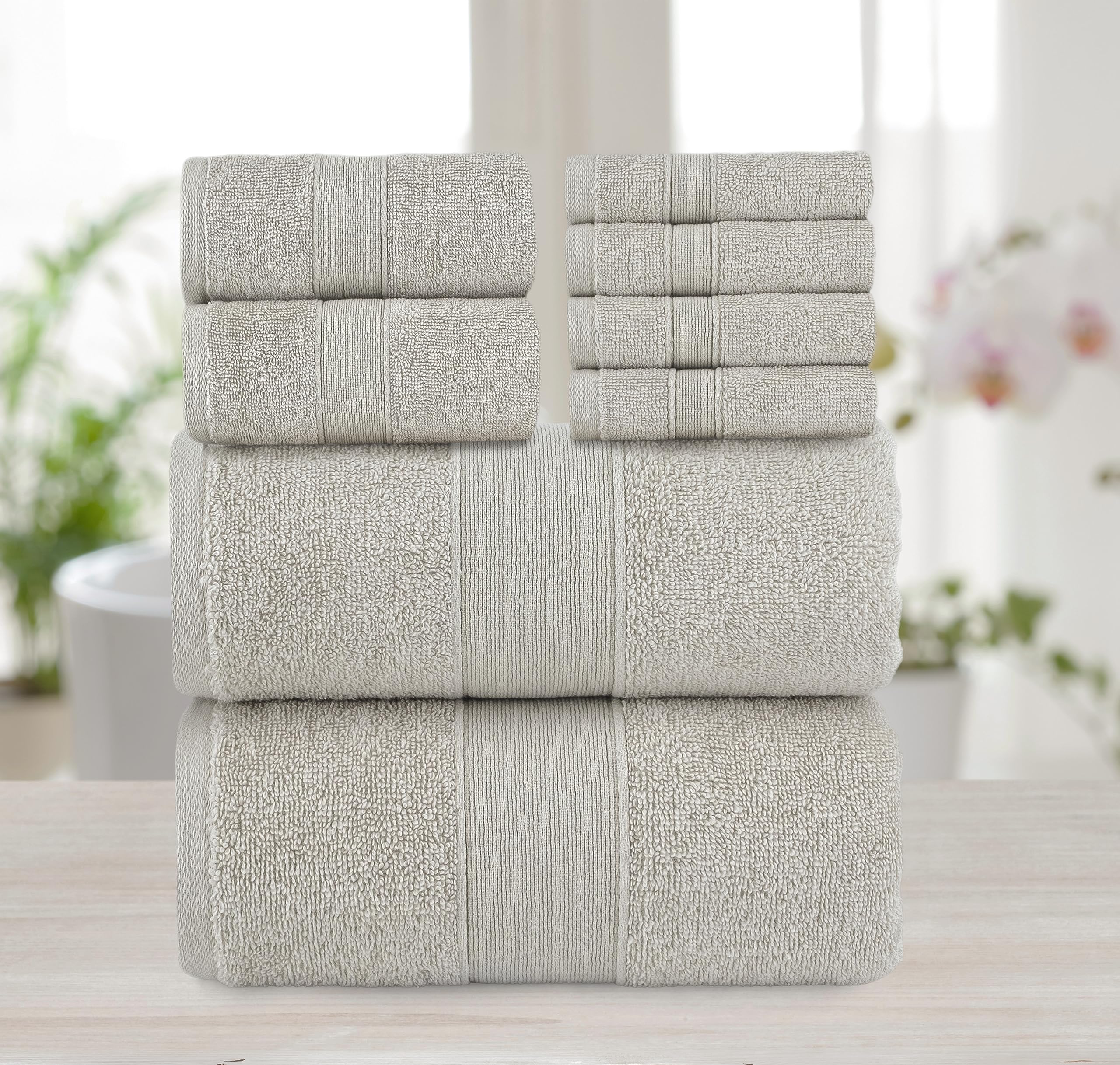 Towel Bazaar Asciugamani Turchi In Cotone 100% – Set 4 Pezzi, Morbidi E Assorbenti (Grigio, 68x137 Cm) - 4
