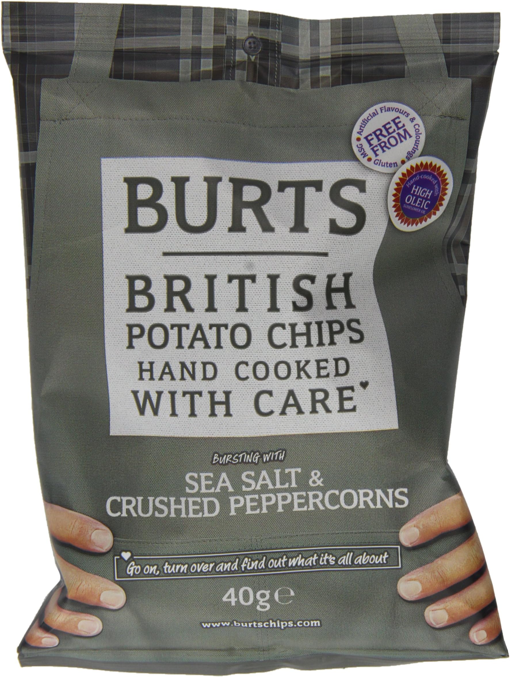 Burts Potato Chips Salt and Black Pepper 40 g (Pack of 20)