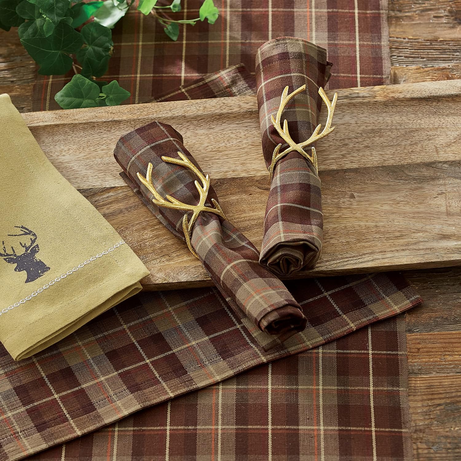 Split P Gold Reindeer Napkin Ring Set of 4