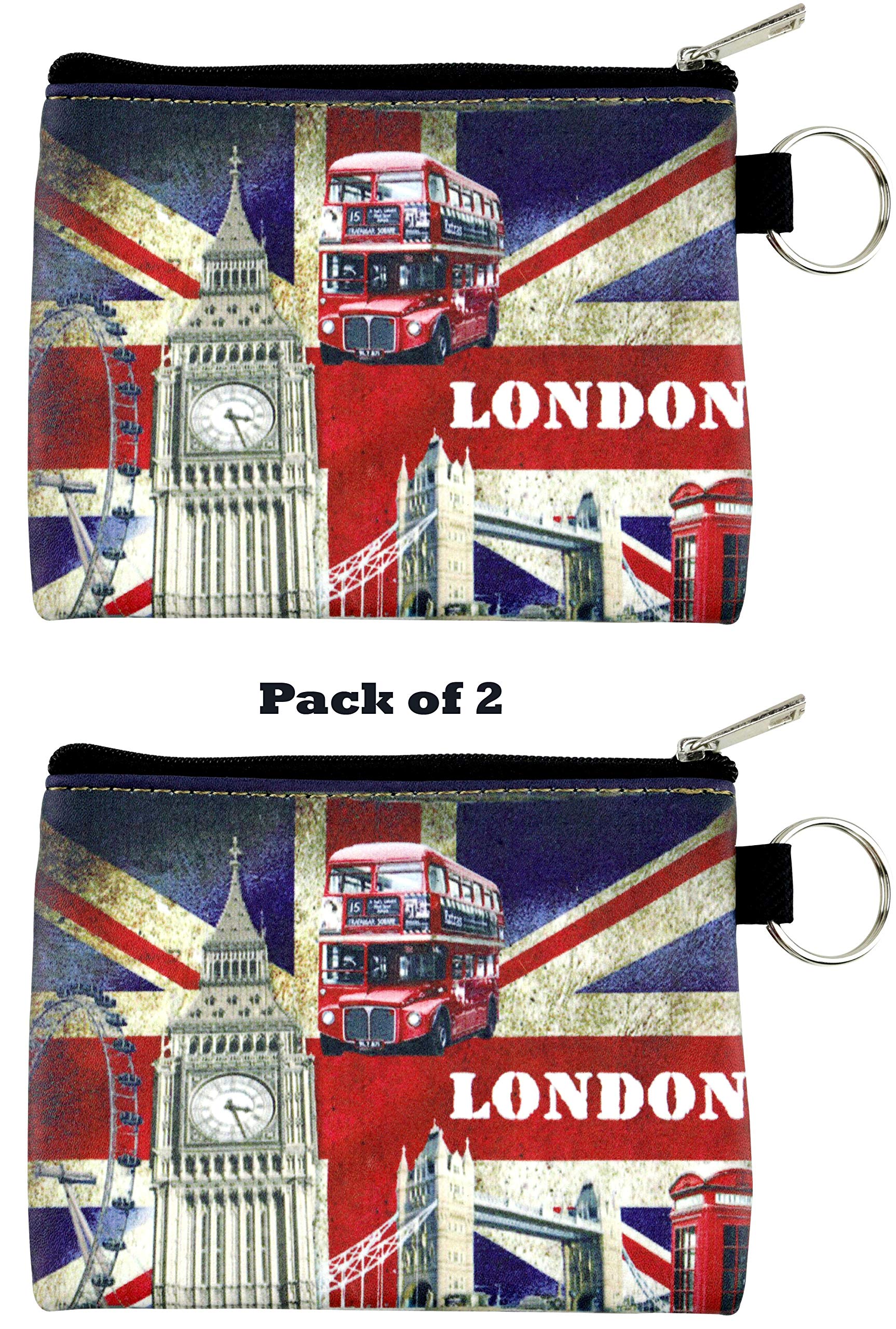 Union Jack With London Icon Picture Coin Purse Pack of 2