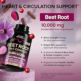Beet Root 5-in-1 Complex Capsules - Healthy Blood Pressure Support Supplement** for Heart & Circulation Support - with Hawthorn Berry, Hibiscus & Garlic - for Men & Women - Made in USA, 120 Capsules