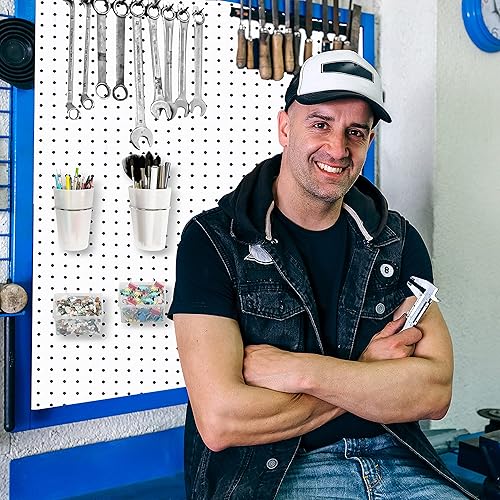 Vista 11 de Juego de 6 cubos de tablero de clavijas con ganchos y bucles, surtido de ganchos para tablero de clavijas, ganchos para soporte de vasos para Blanco