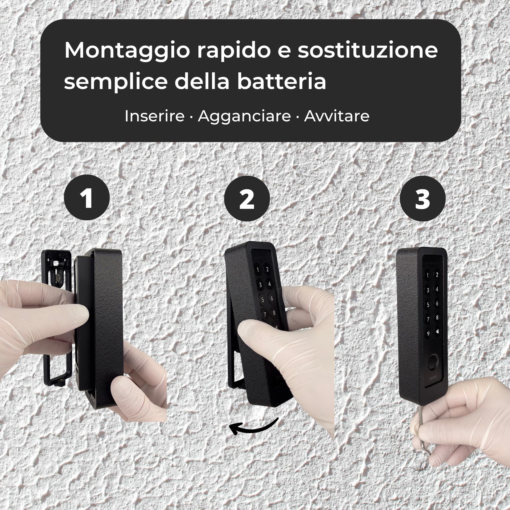 Generisch Supporto da parete compatibile con Nuki Keypad 2 - Copertura antifurto con vite di sicurezza Torx - Senza protezione dalle intemperie - Superficie simile a intonaco - Nero (senza tetto
