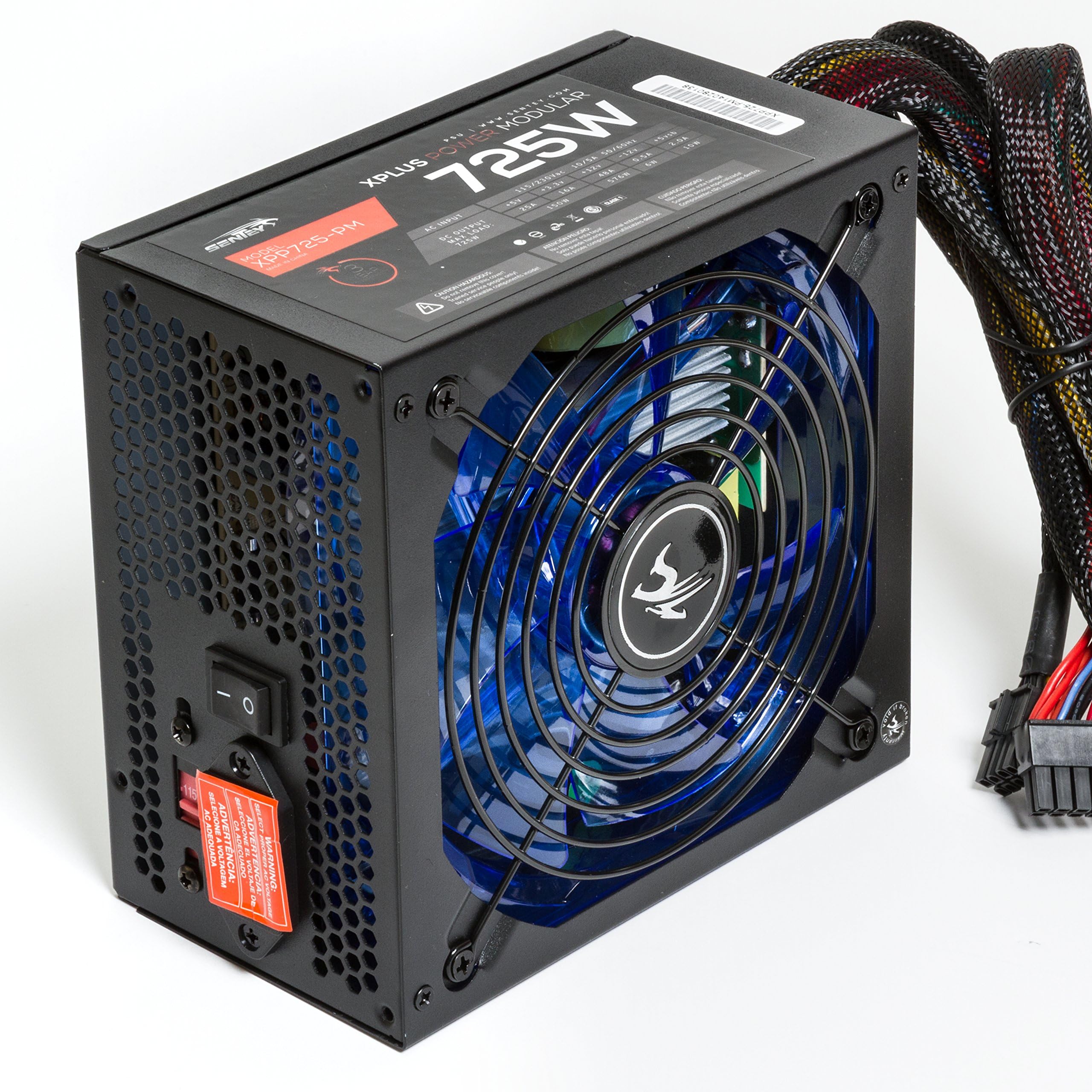 Xpp725-pm Modular Desktop Power Supply / 140 Mm Blue Led Sleeve Bearing Fan / Full Flat Modular Cables /12v Single Rail / 48ampers / 6 Sata / 2 Pci-e 6-2 / SLI Ready / Crossfire Ready