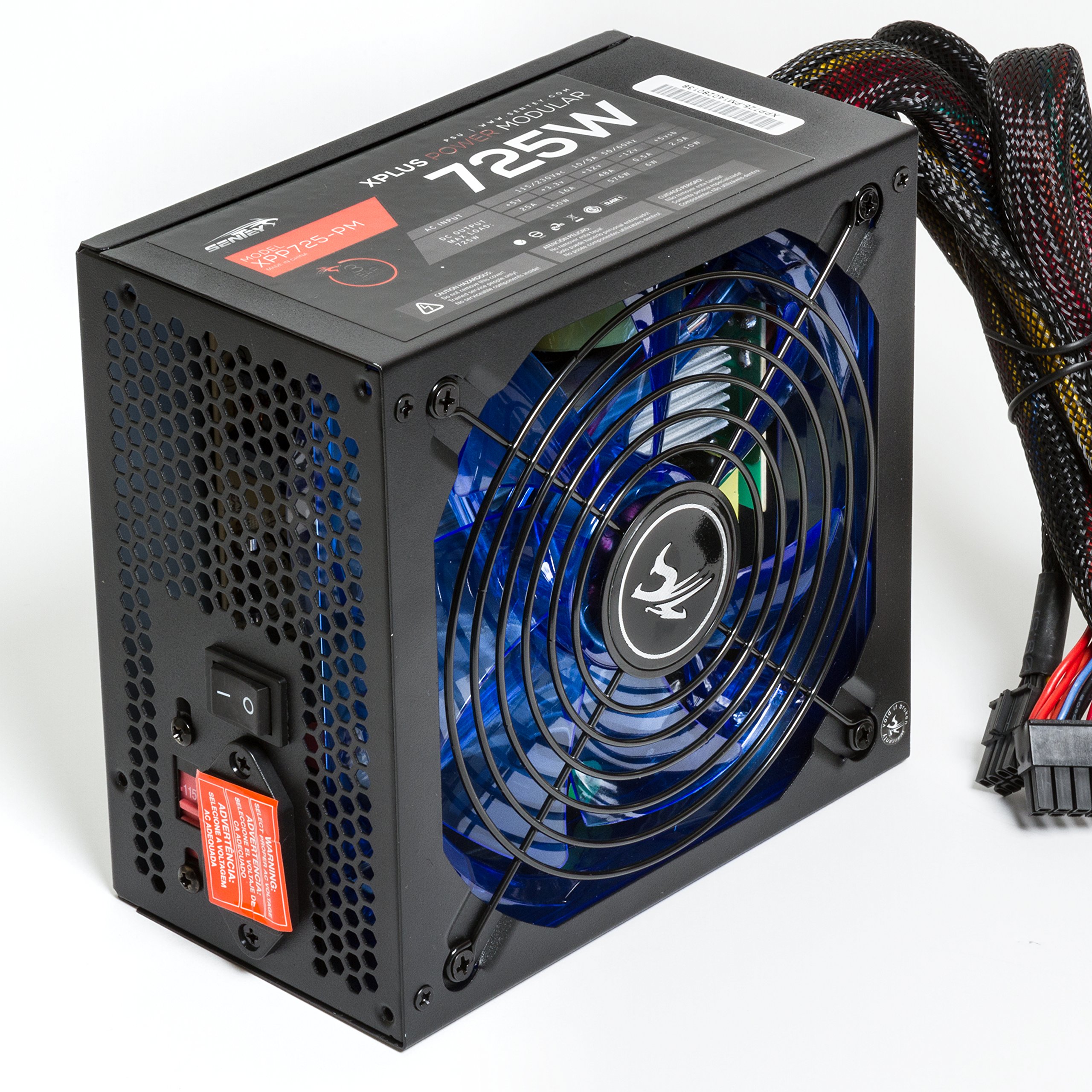 Xpp725-pm Modular Desktop Power Supply / 140 Mm Blue Led Sleeve Bearing Fan / Full Flat Modular Cables /12v Single Rail / 48ampers / 6 Sata / 2 Pci-e 6-2 / SLI Ready / Crossfire Ready