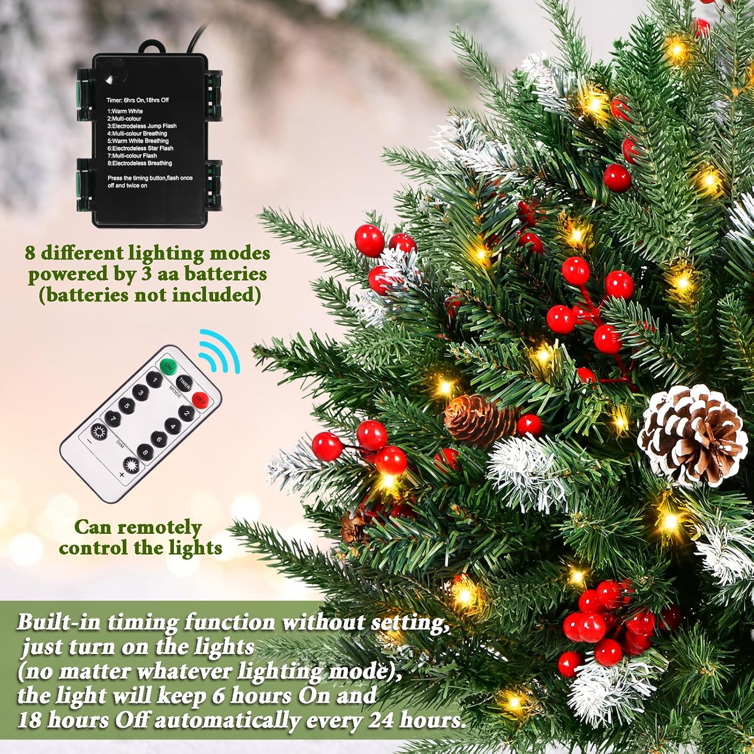 Set of 2 30 Inch Pre-lit Outdoor Christmas Tree, Hangable Decor, Timer, Multi-Color Lights,Battery Operated,Artificial Xmas Urn Filler,Holiday Porch Decorations for Pathway,Yard, Garden,Flower Beds