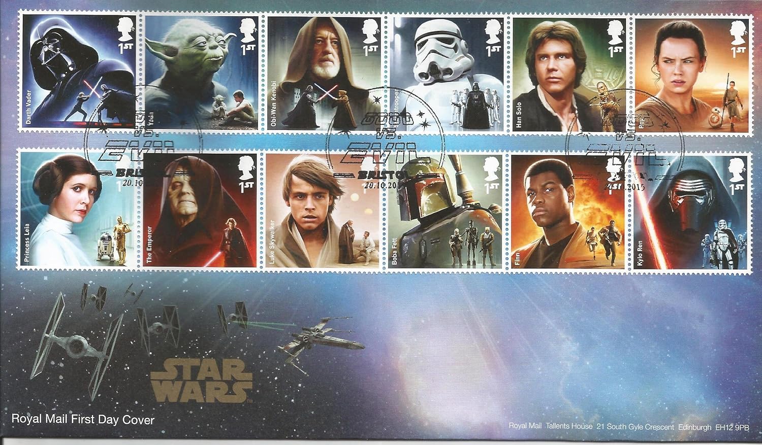 Star Wars The Force Awakens Stamp Souvenir Royal Mail Collectible First Day Cover