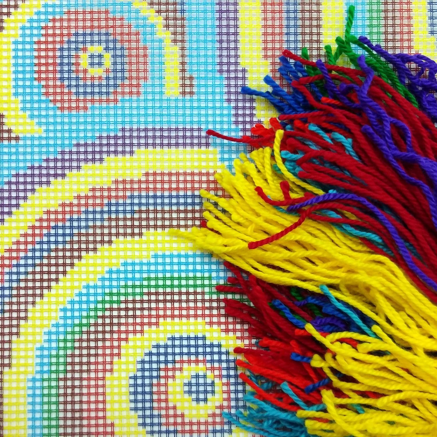 Brvsk Rainbow Needlepoint Kit for Adults and Beginners — Mexico 16″ × 16″ with Clear, Precise Printed Design on Cotton Canvas; Includes 2 Needles, Yarn, and Easy-Read Chart