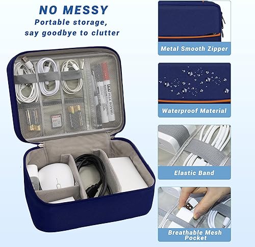 Miniatura 3 de Organizador de Electrónica, Bolsa Organizadora de Cables de Viaje, Bolsas Organizadoras de Cables Portátiles, Estuche de Almacenamiento de