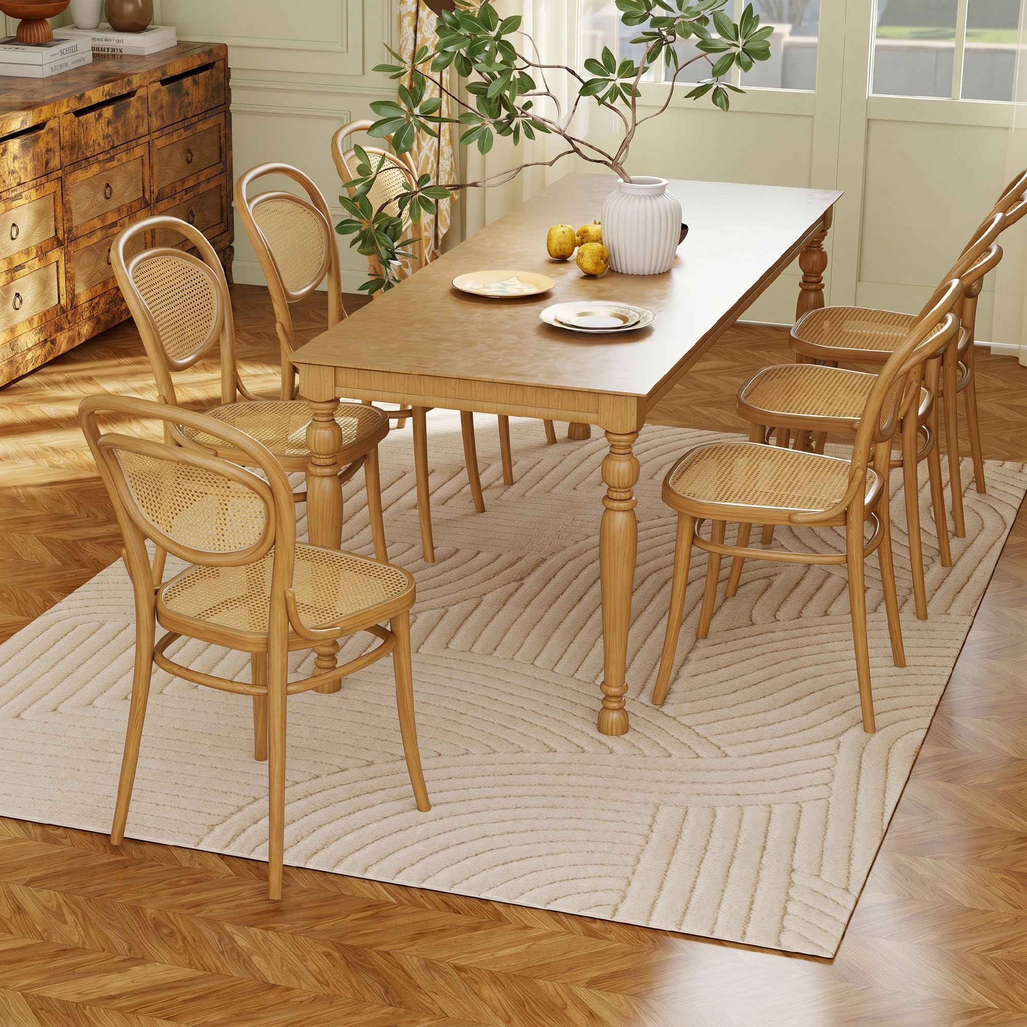 HOMCOM Tappeto Moderno Antiscivolo in Poliestere e Cotone, Tappeto Pelo Corto con Design di Linee, per Soggiorno, Camera da Letto, Sala da Pranzo, 230x160x1.7 cm, Crema