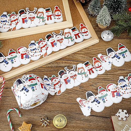 Miniatura 3 de Tablero de anuncios de muñeco de nieve de invierno de 689 pies decoración de borde de tablero de anuncios de Navidad muñeco de nieve con guante