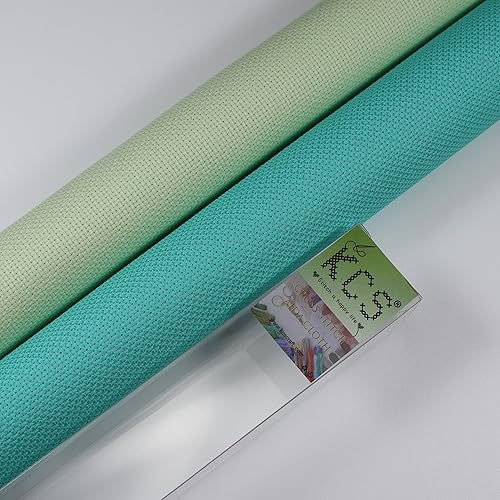 Miniatura 10 de KCS 2 piezas de tela de costura de algodón Aida de punto de cruz de 15 x 18 pulgadas (lino, 14 unidades)