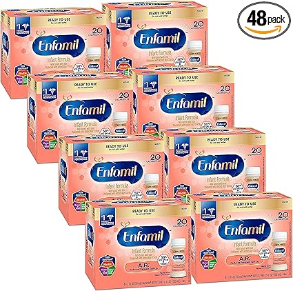 Amazon Com Enfamil A R Ready To Feed Baby Formula Clinically Proven To Reduce Reflux Spit Up In 1 Week Dha For Brain Development 2 Fl Oz Nursette Bottles 48 Count Package May Vary