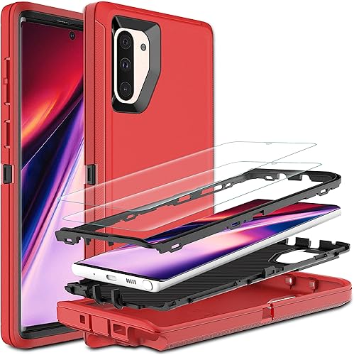 HONG-AMY Funda para Samsung Galaxy Note 10 con protector de pantalla de TPU flexible autorreparable 2 unidades, 3 en 1, cuerpo completo, a prueba de