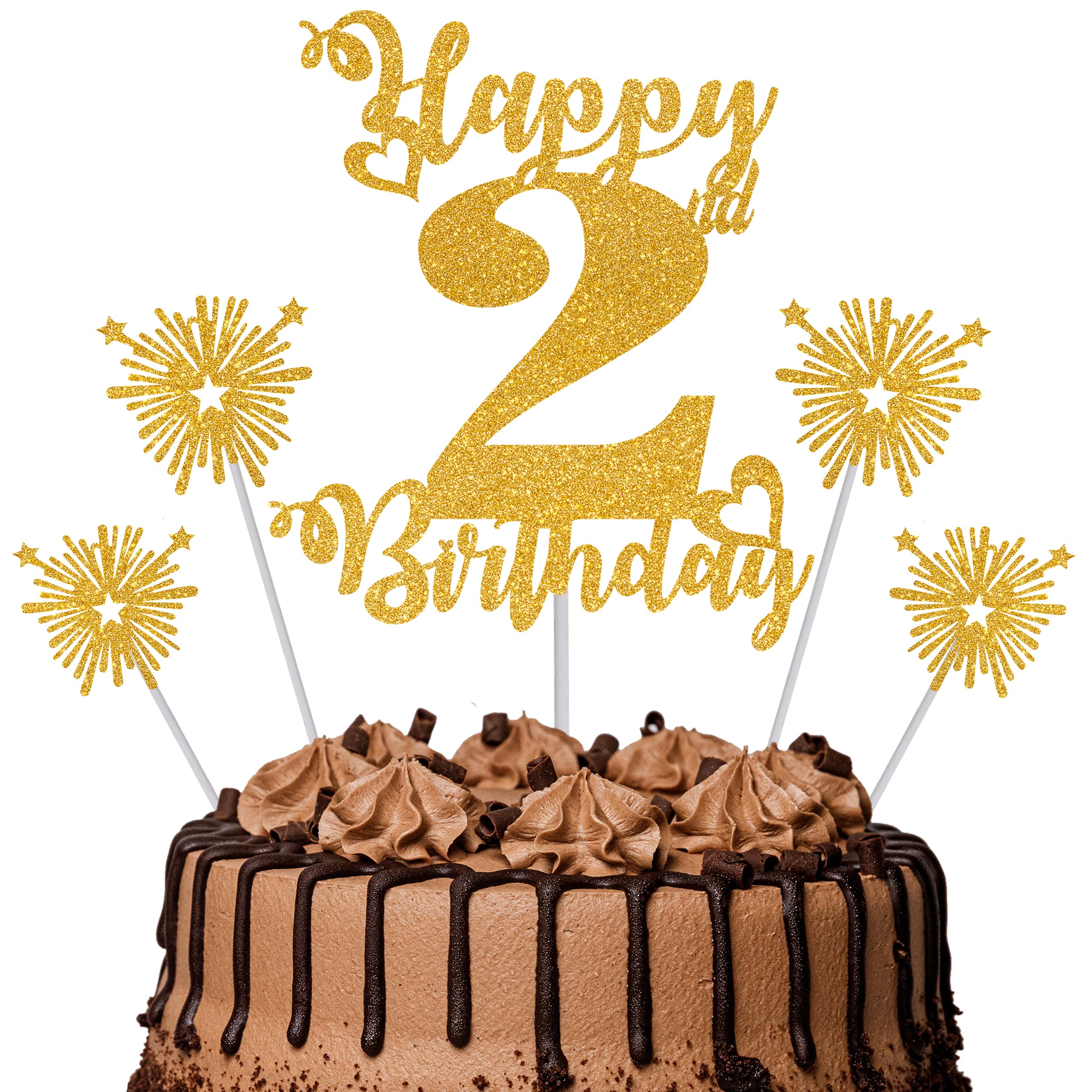 Gold Glitter 96th Birthday Cake Topper Set – 5 Piece Premium Glitter Birthday Decoration & Party Supplies for Men, Women & Kids – 96th Birthday — view 58