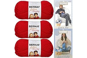 Softee Chunky Yarn Bundle: Super Bulky, No. 6, Rich Berry Red (28705)