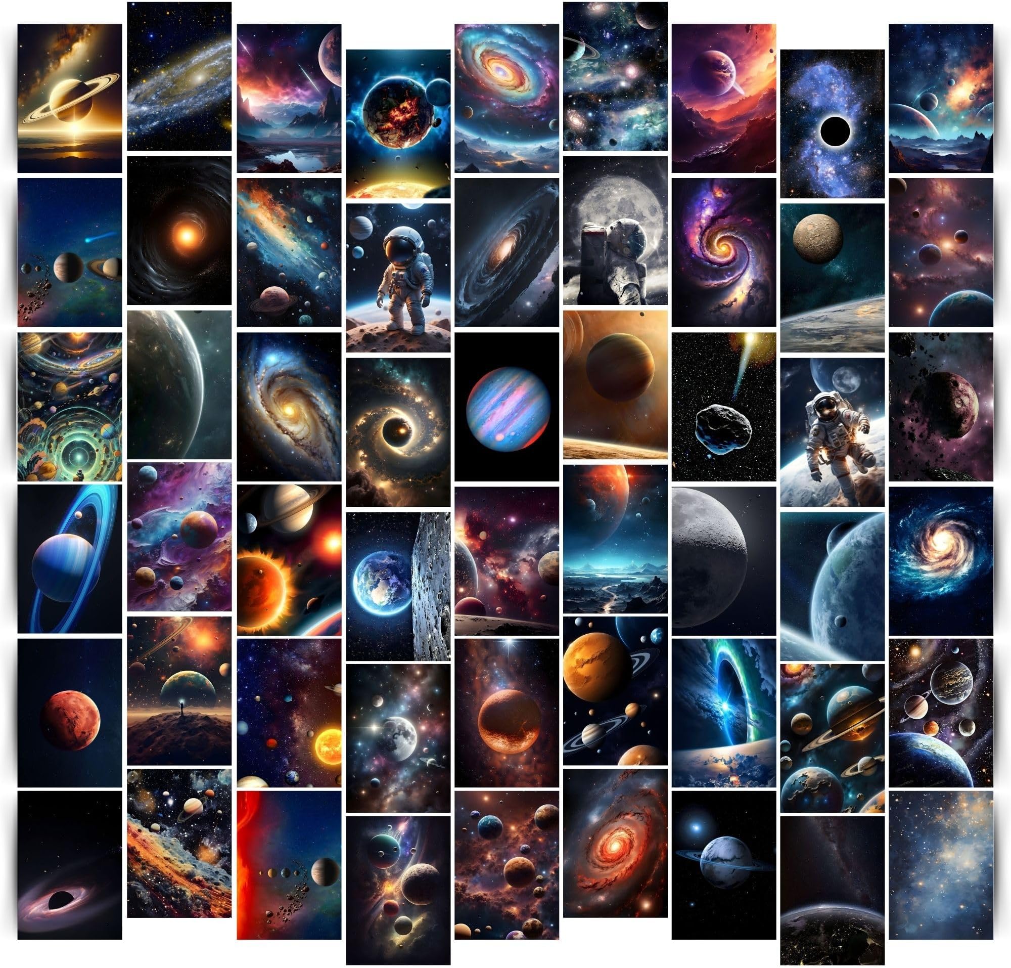 Posters Inc Pack of 54 Outer Space Posters, Home Decor Items For Living Room, Aesthetic Wall Stickers For Bedroom And Gym, Gifts For Men And Friends, 4x6 Inches Size Collage Art Kit, 300 GSM Paper