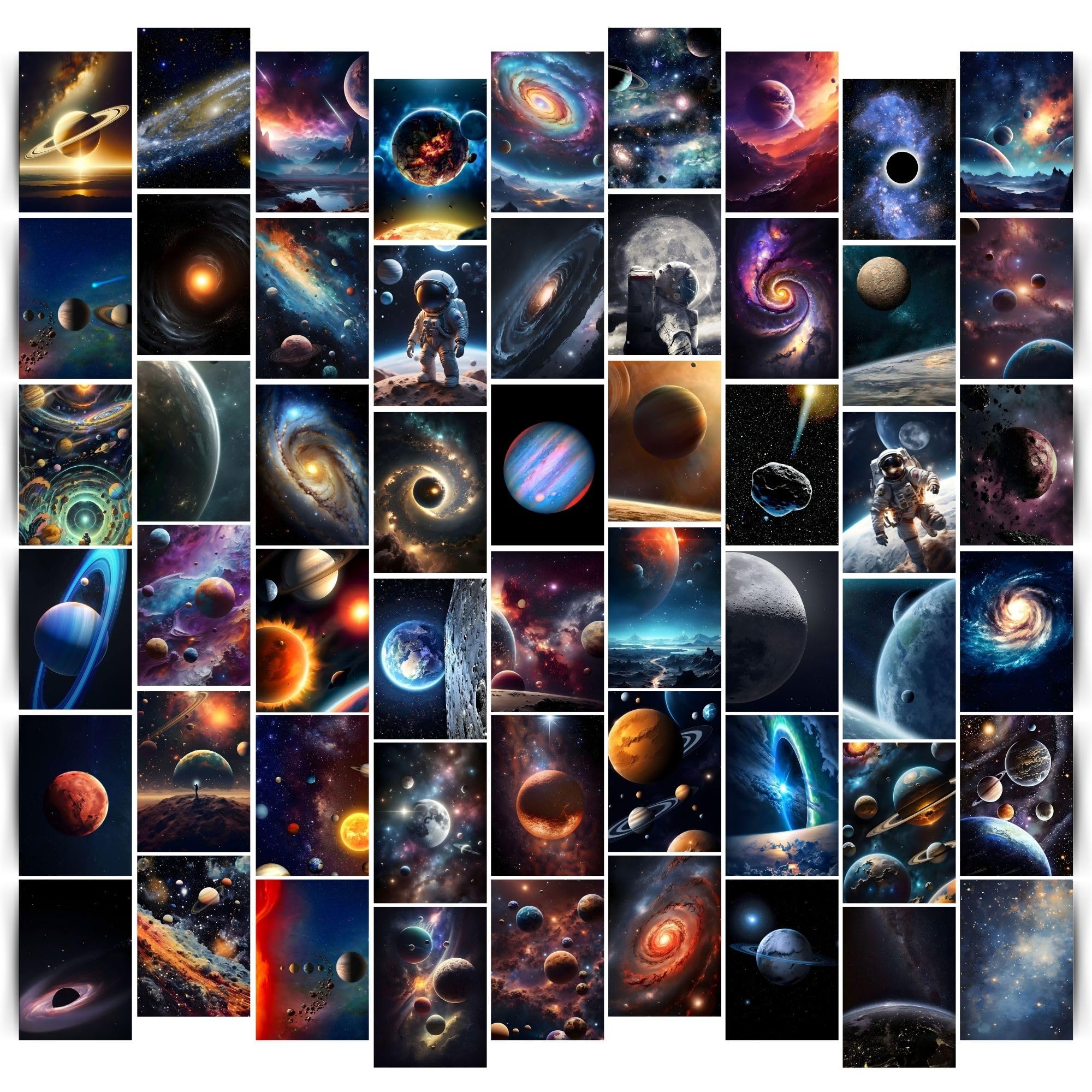 Pack of 54 Outer Space Posters, Home Decor Items For Living Room, Aesthetic Wall Stickers For Bedroom And Gym, Gifts For Men And Friends, 4x6 Inches Size Collage Art Kit, 300 GSM Paper