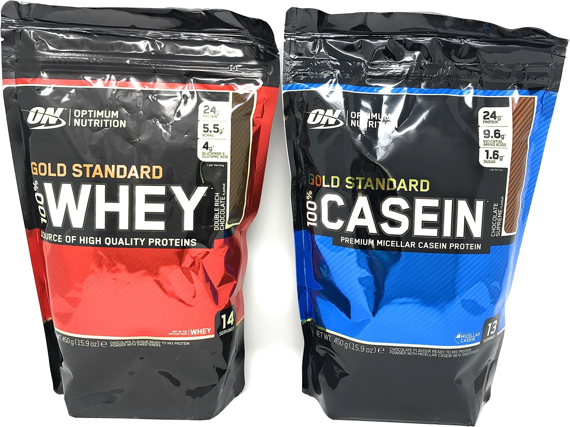 Protein Box Optimum Nutrition Gold Standard 100% Whey + Casein Bundle (Choc Whey + Choc Casein, 908g)