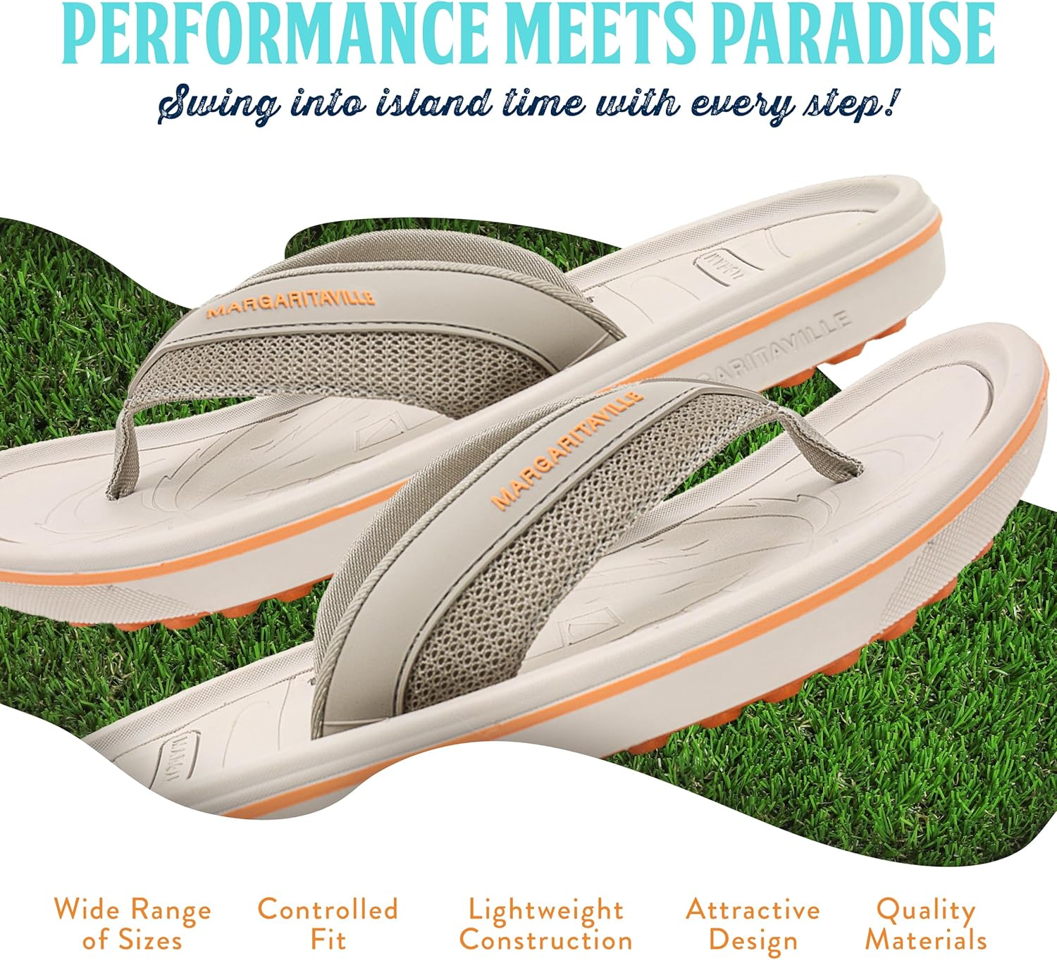 Margaritaville Golf Sandals, The Foot Wedge, Spikeless Golf Flip Flops for Women and Men, Shock Absorbing Golf Footwear with Cushioned Contoured Arch Support