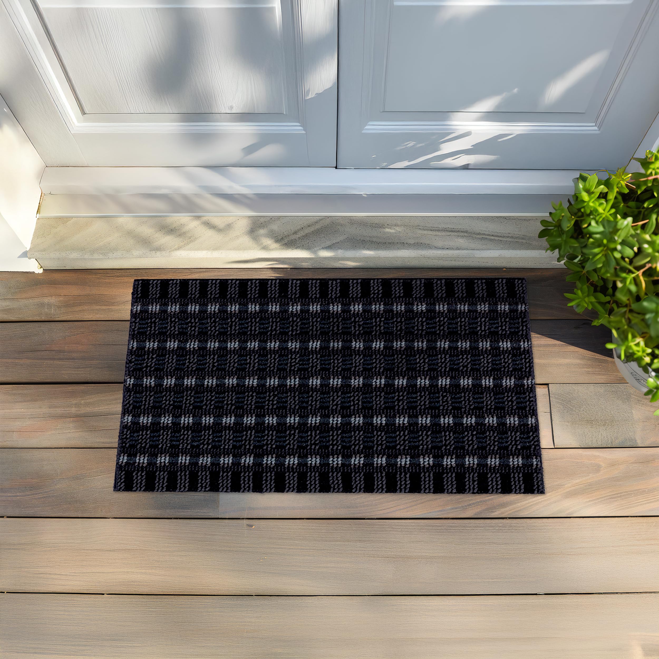 Astra Premium Tapis d'extérieur en polypropylène, Polypropylène, Noir/Anthracite, 50 x 80 cm