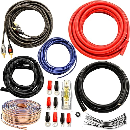 Car Audio - Kit completo de amplificador de cable flexible y cable de calibre 4