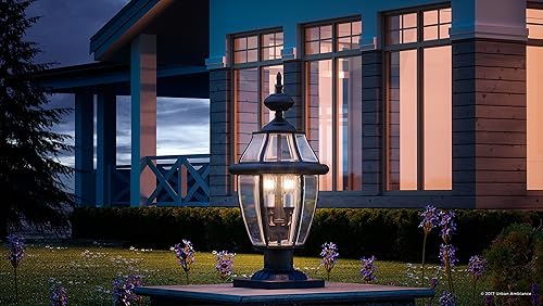 Miniatura 2 de Urban Ambiance Luz de poste colonial de lujo para exteriores, tamaño grande 23 pulgadas de alto x 12.5 pulgadas de ancho, con elementos de estilo