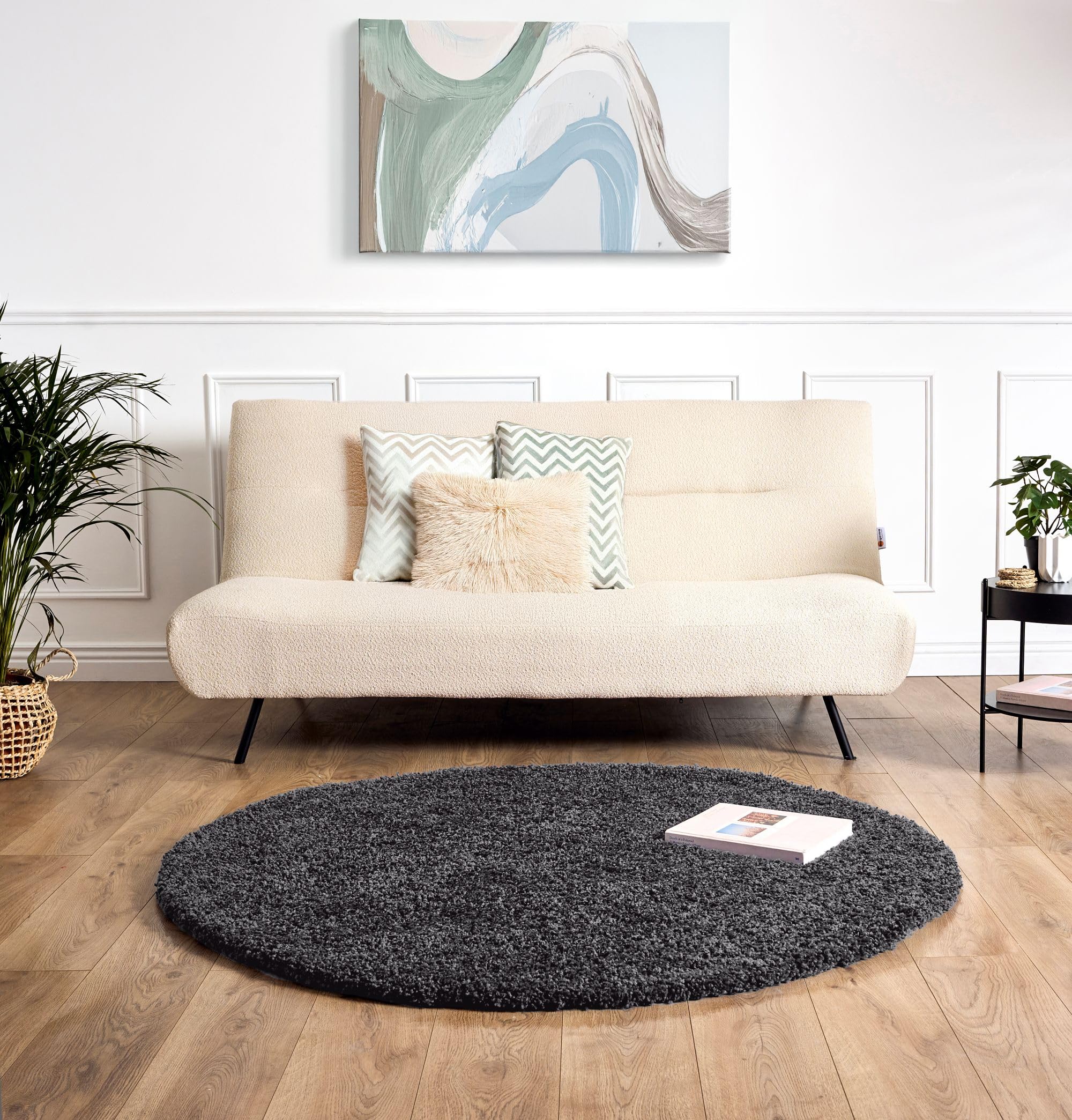 Bravich Navy Blue Shaggy Rug 80 x 150cm (2'7" x 4'11") 5cm Pile Medium Thick Fluffy Living Room Hessian Backed Washable — view 44