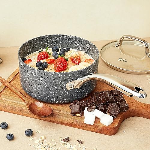 Miniatura 6 de Cacerola pequeña de 1 cuarto de galón con tapa, sartén ultra antiadherente con tapa, olla pequeña con tapa, cacerola antiadherente de granito de 1