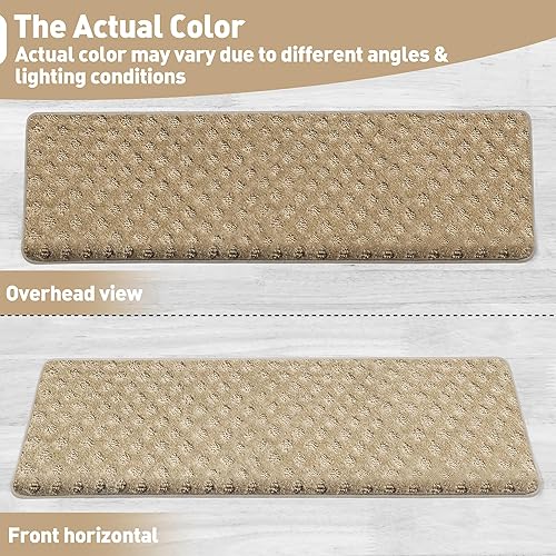 Miniatura 7 de PURE ERA Bullnose - Juego de peldaños para escaleras sin cinta, antideslizantes, protectores de escaleras para interiores, alfombras aptas para