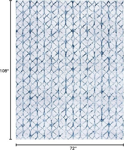 Miniatura 25 de SAFAVIEH Amelia Collection - Alfombra de área de 5.3 x 7.6 pies, color gris y azul marino, diseño geométrico, no desprende pelusa y de fácil