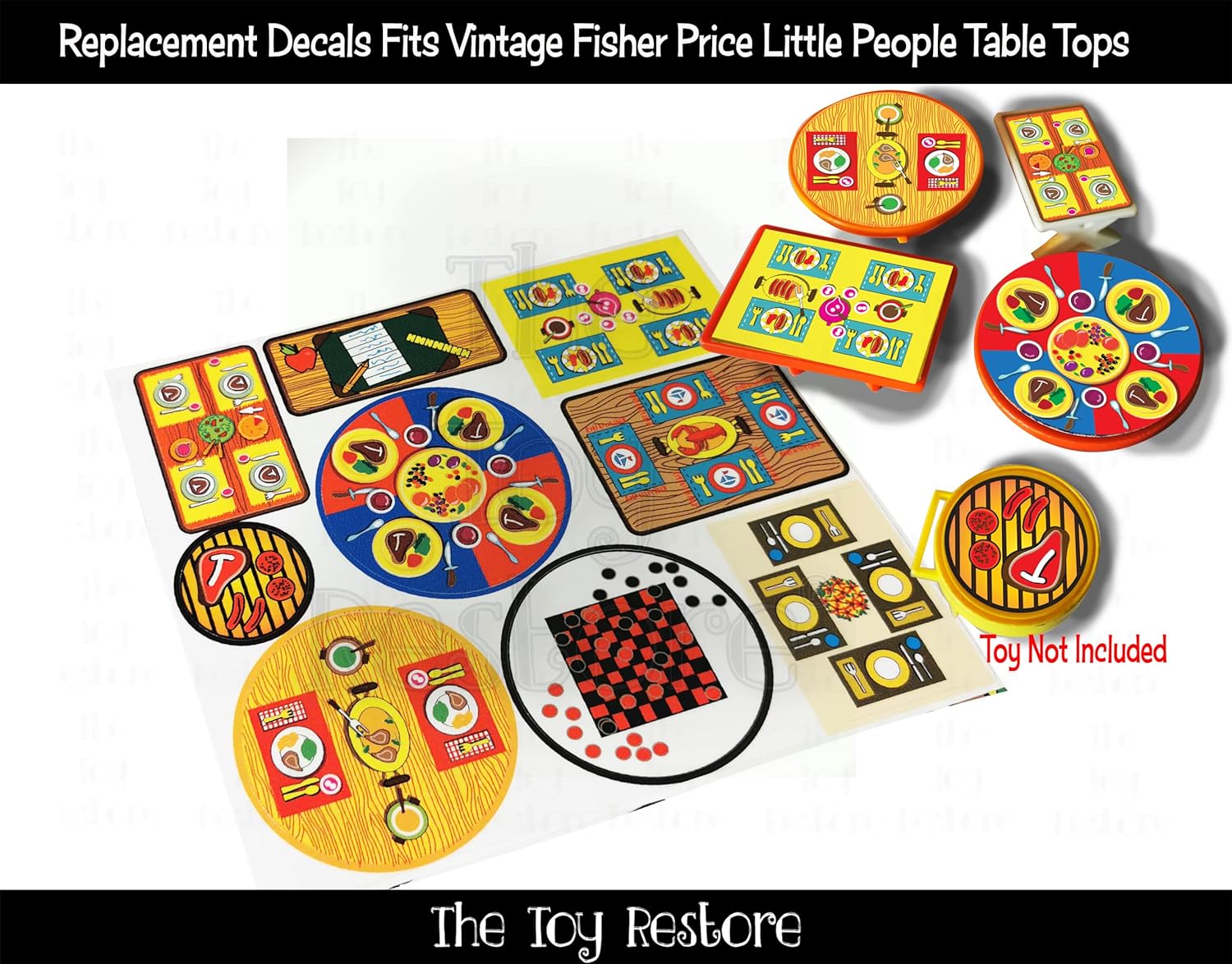 Toy Restore Replacement Stickers fits Vintage Little People Table Tops