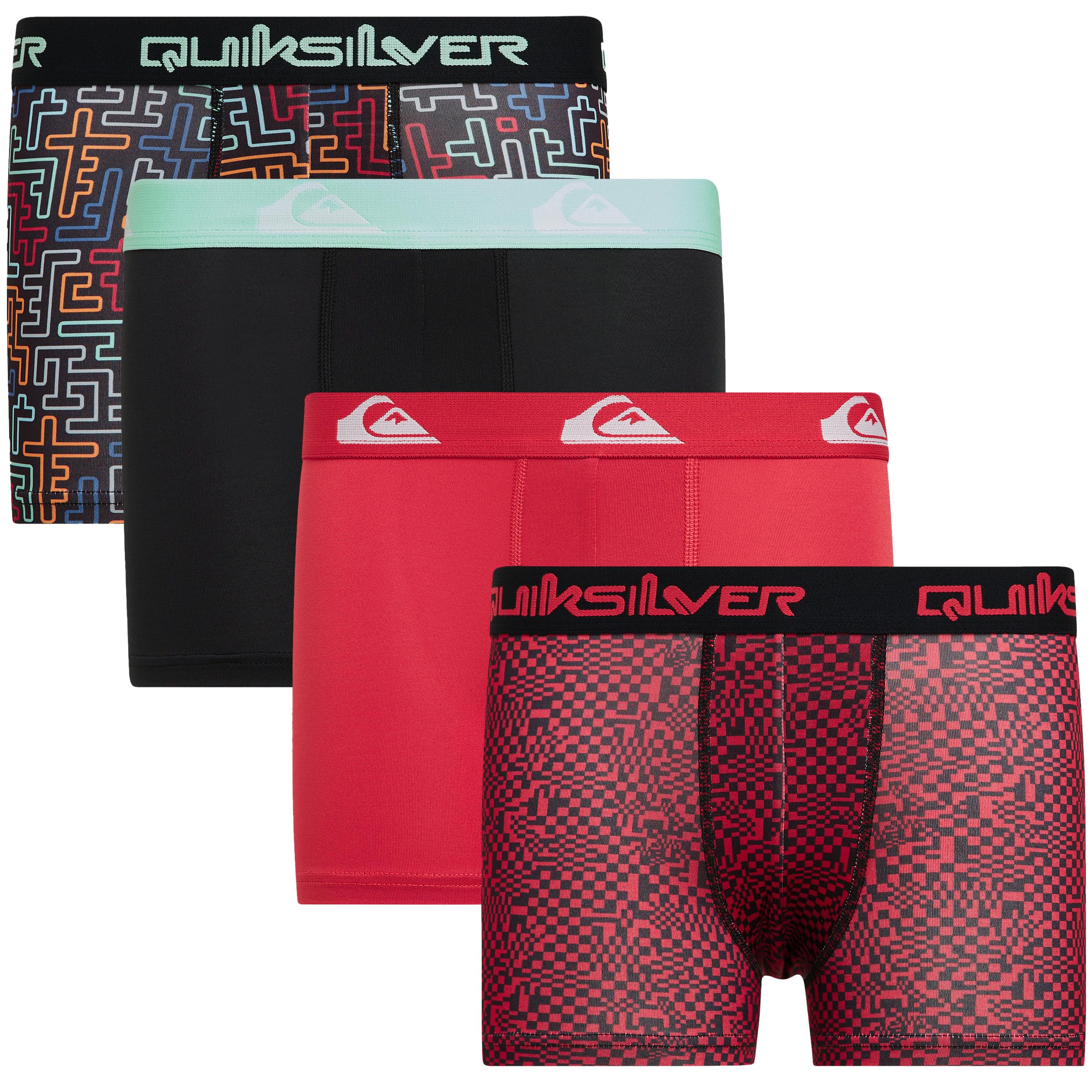 Quiksilver Confezione da 4 boxer per ragazzi dai 6 ai 18 anni, resistenti, elasticizzati, traspiranti, traspiranti
