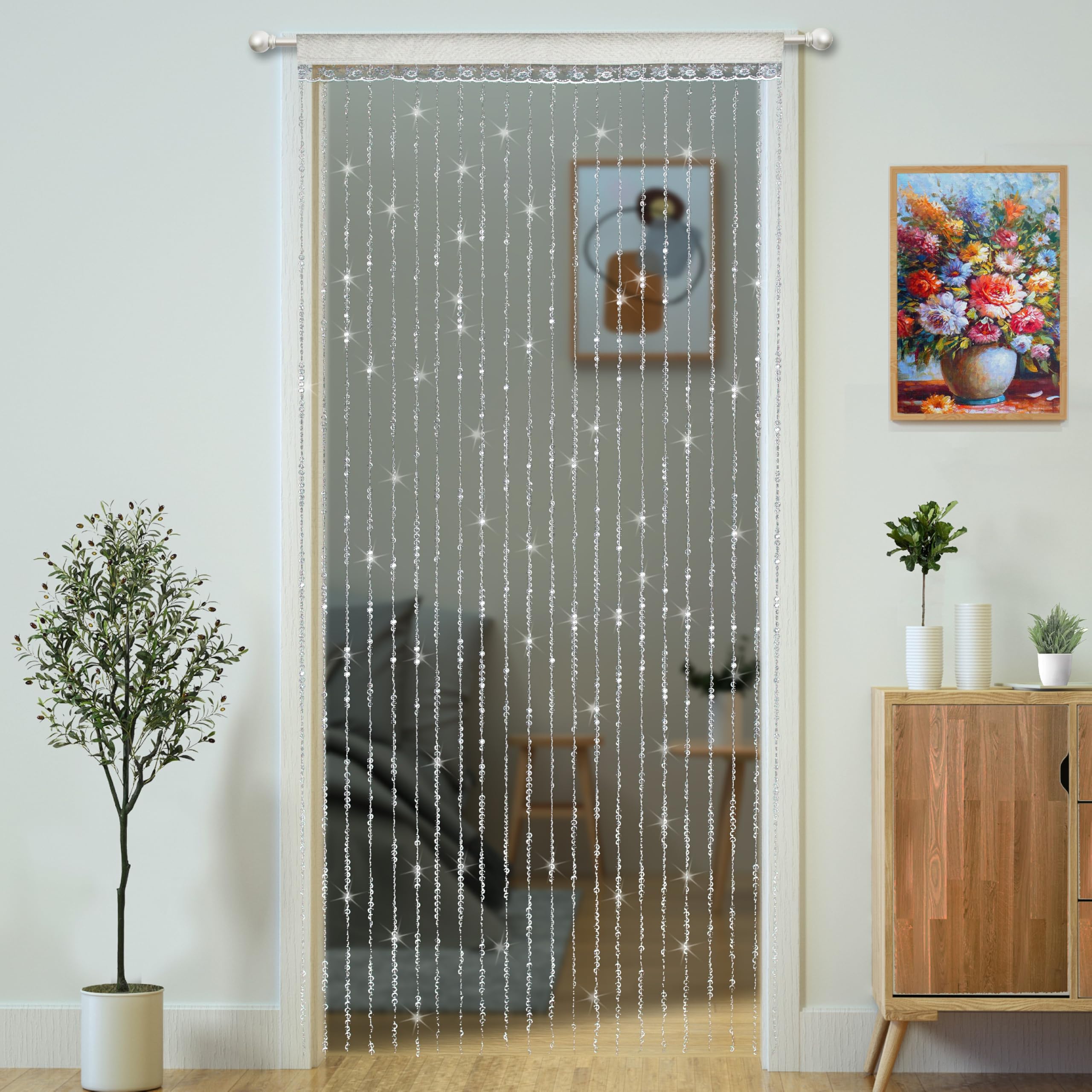 YaoYue Crystal Beaded Curtain Door Curtains Room Divider Hanging Diamond Acrylic Beads for Doorway Hippie Closet Bedroom Wall Window Backdrop Decor (35.5Ă79in/90Ă200cm, Crystal): Crystal 35.5"W x 79"L (Pack of 1)
