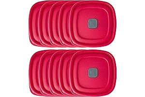 Rubbermaid Replacement Lids with Steam Vent (10-Pack, Red)
