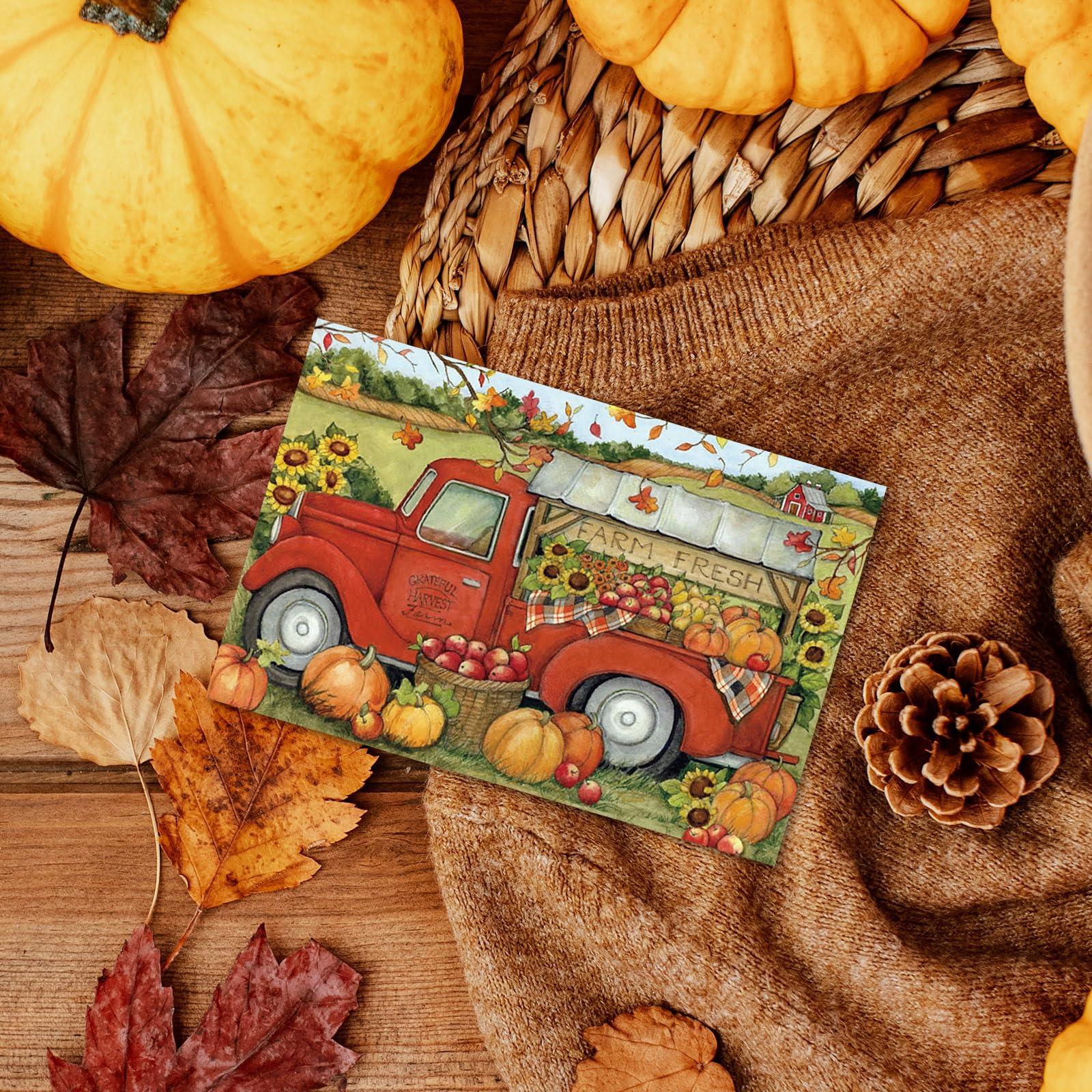 AnyDesign Fall Farmhouse Greeting Cards Set, 36 Packs with Envelopes and Stickers, Rustic Autumn Design, 4 x 6 Inch Cards, Suitable for All Occasions - Image 4