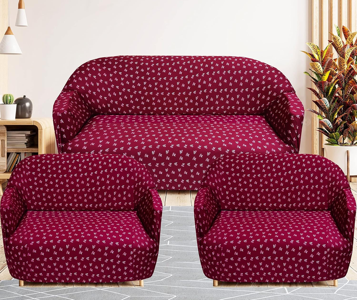 Gifts Island® Sofa Cover 3 Seater and 2 Seater Fully Covered Universal