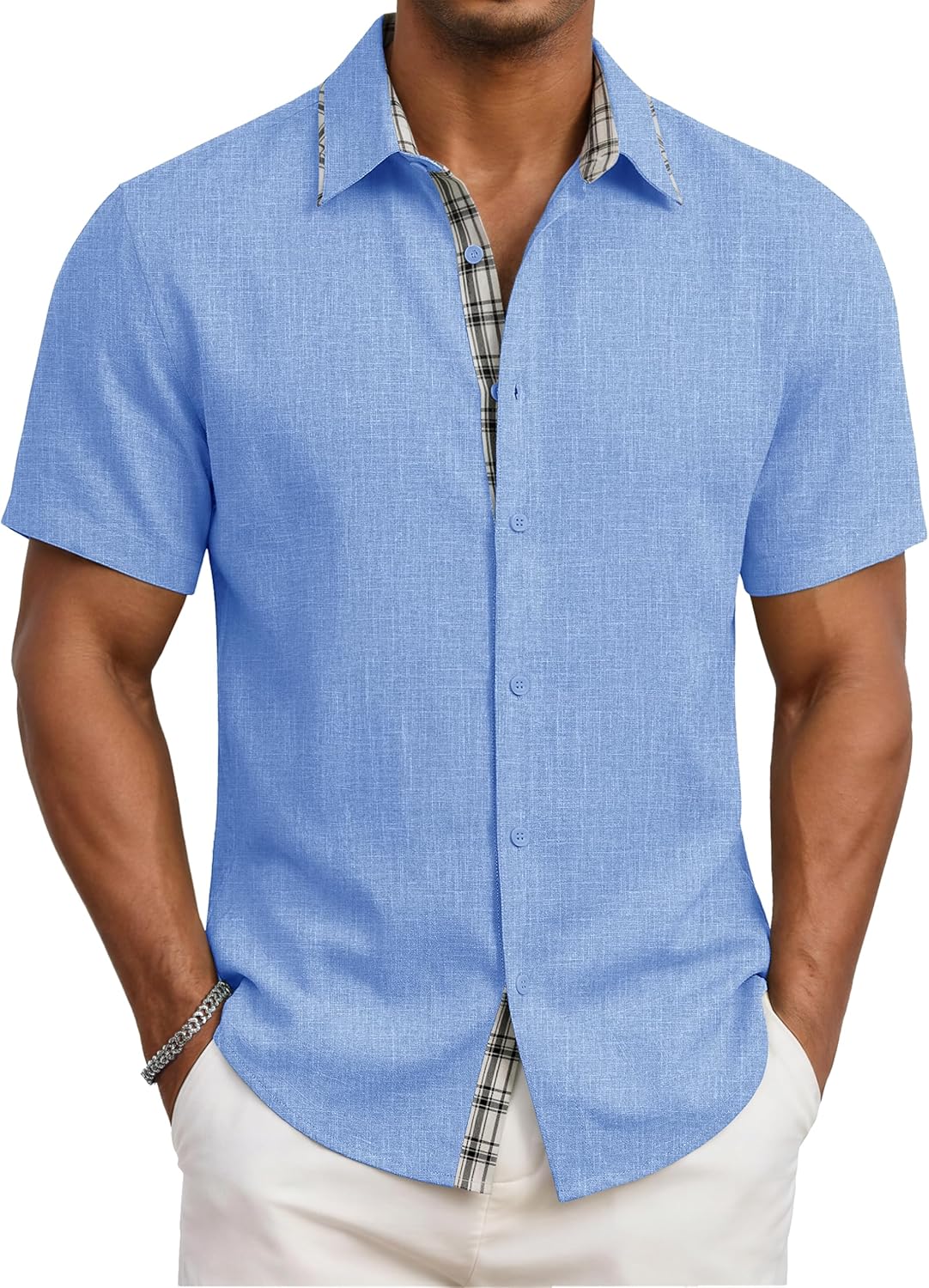 MAGCOMSEN Men's Button Down Shirts Short Sleeve Casual Shirt Summer Beach Vacation Wedding Shirts