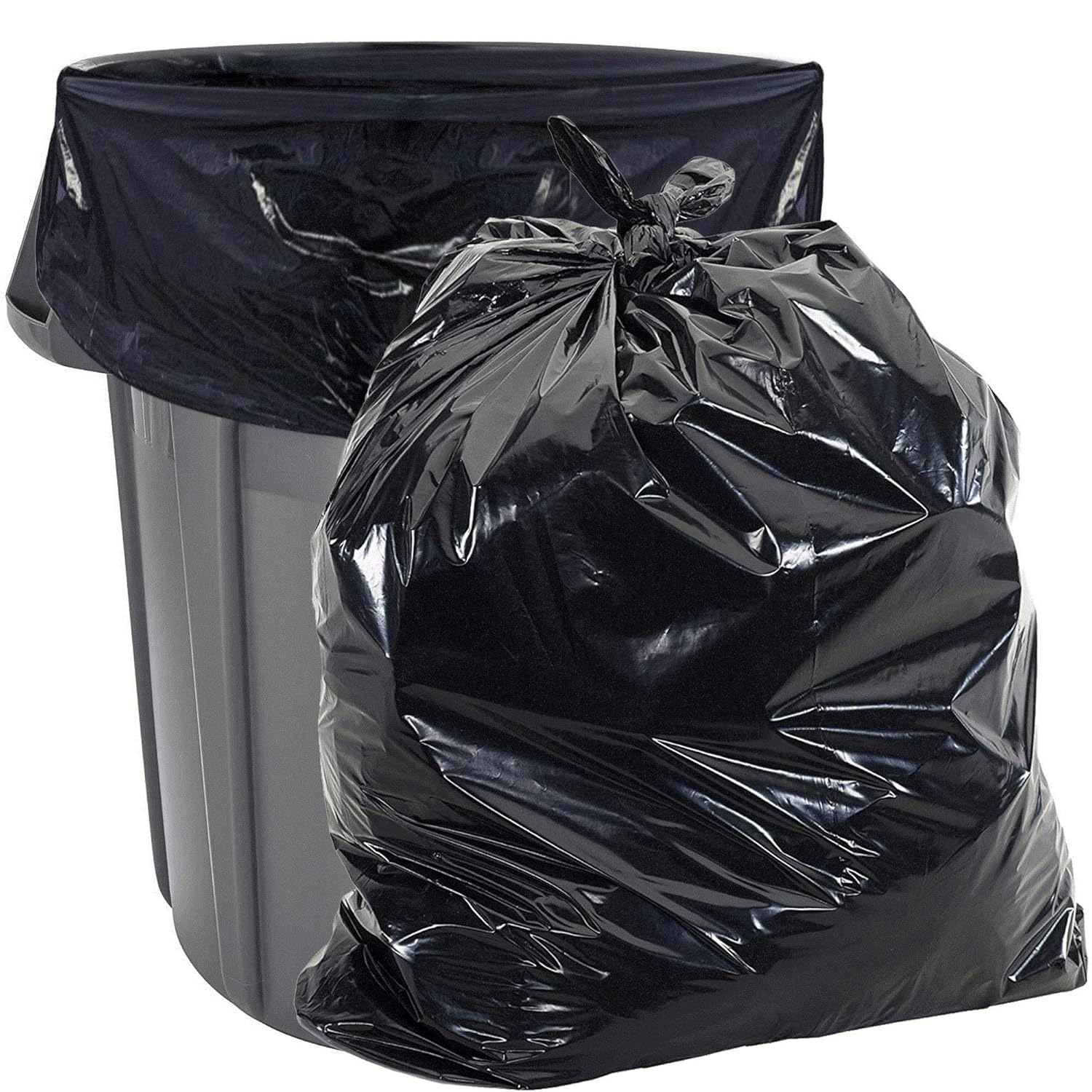 Aluf Plastics 45 Gallon 2 MIL Black Heavy Duty Garbage Bags - 40" x 46" - Pack of 100 - For Contractor, Outdoor, Construction, & Storage