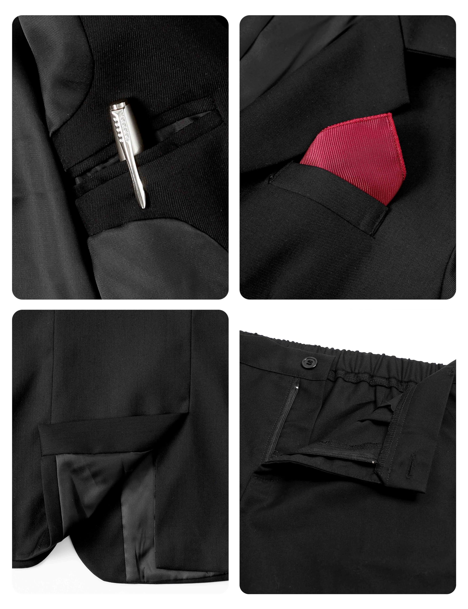 mintgreen 6pcs Ensemble de Costumes de Garçons, Blazer et Pantalon et Gilet et Chemise et Cravate avec Carré de Poche, 7-12 Ans