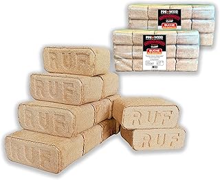 PINI Briquettes de bois 100 % hêtre dur RUF cheminée, poêle, barbecue, foyer, bois de chauffage, 20 kg