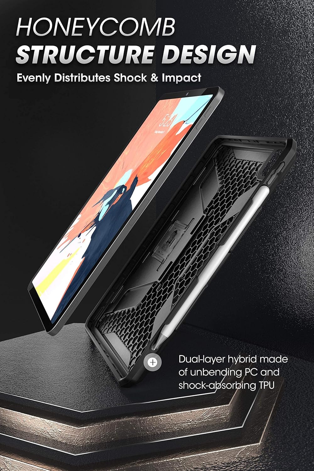 SUPCASE Unicorn Beetle Series Case Designed for iPad Pro 11 2020 Release ( Not Fit 2021 Version), with Built-in Apple Pencil Holder Full-Body Kickstand Rugged Protective Case (Black)