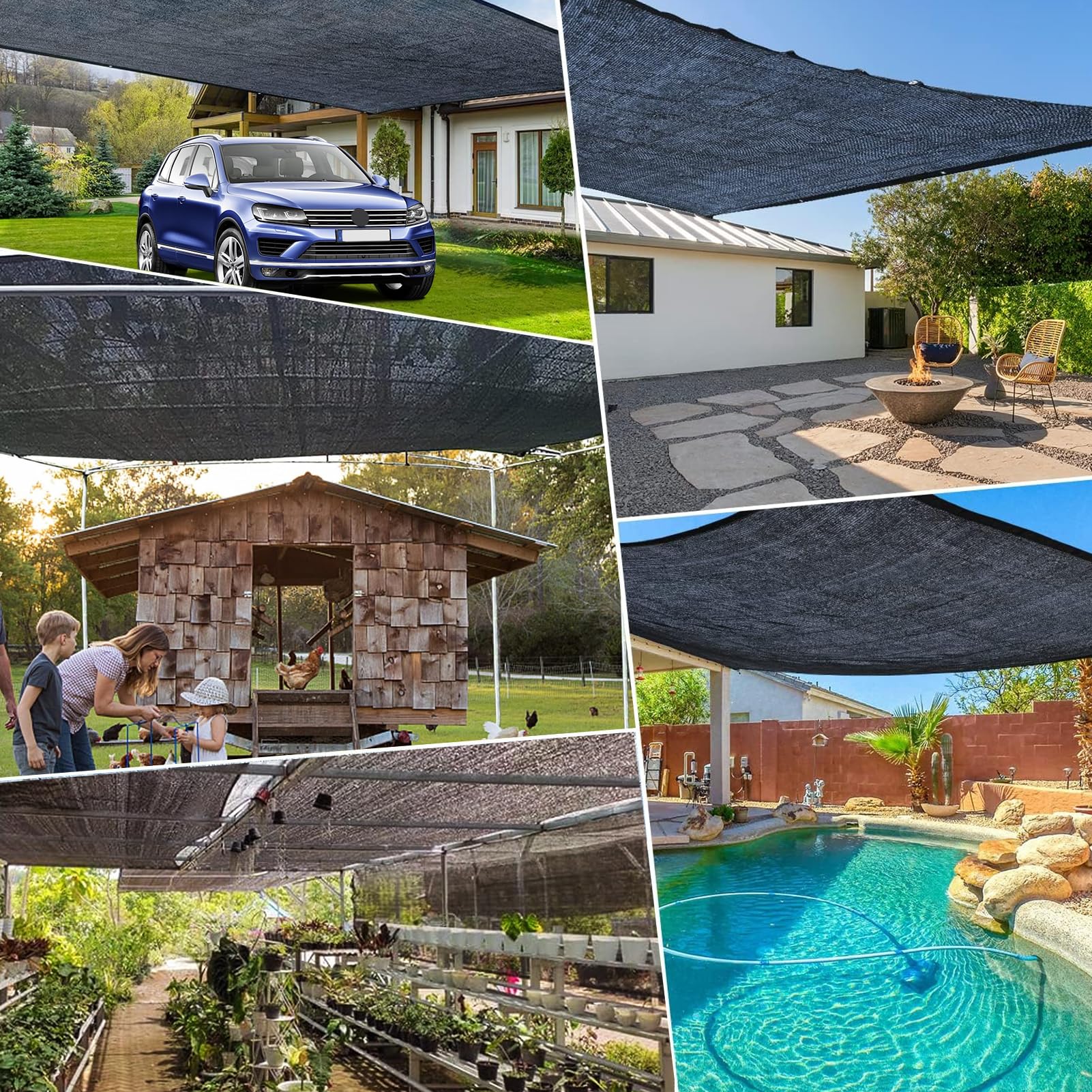 Rete Ombreggiante 3x4M Nero con Occhielli UV Resistente Giardino Pergola
