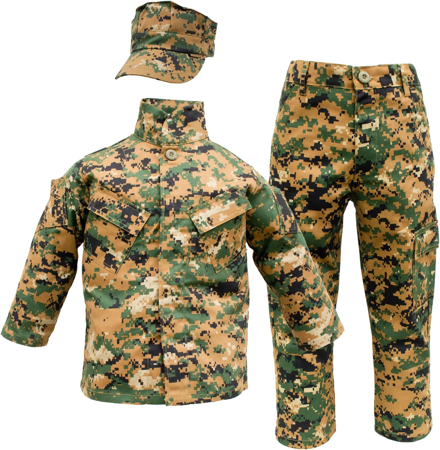 Kids USMC 3 pc Woodland Camo United States Marine Corps Uniform (Medium 10-12)