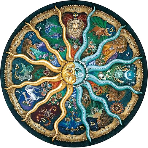 Rompecabezas del zodiaco de 1000 piezas para adultos, niños y adolescentes, rompecabezas redondo, juguetes de regalo, horóscopo del zodiaco, 26.7 x